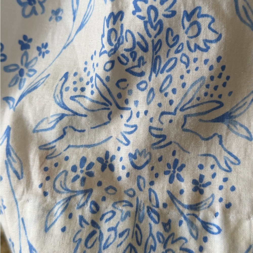 Classic Blue Bunny Toile Floral Smocked Dress - Picture 3 of 5